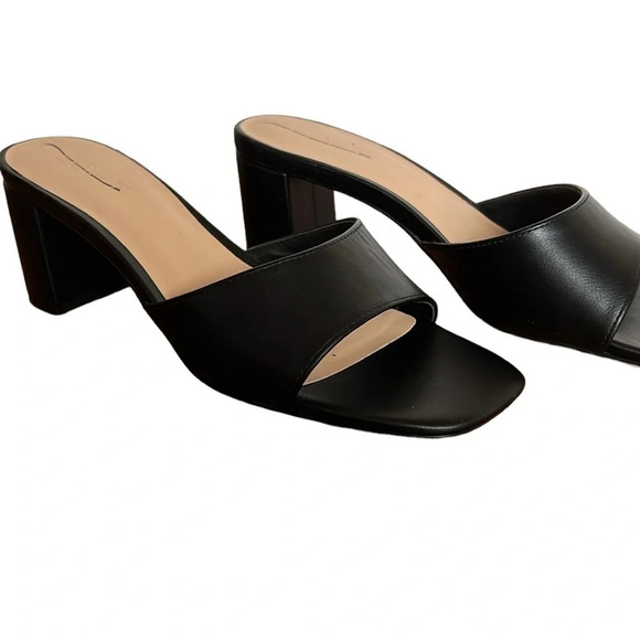 LOFT Shoes - LOFT Open Toe Block Heel Mule Sandals in Black - Size 8.5
